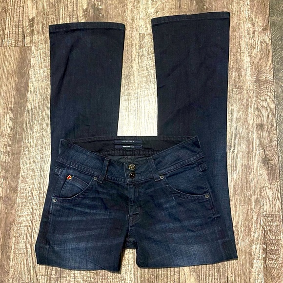 Y2K HUDSON Jeans Womens Size 27 Dark Wash Boot Cut Flap Pockets Vintage Flares - Picture 6 of 11